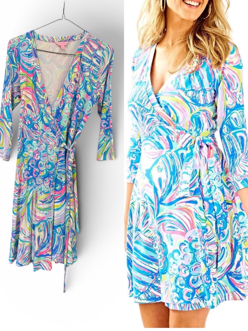 Lilly Pulitzer Emilia Wrap dress- Blue Multicolor